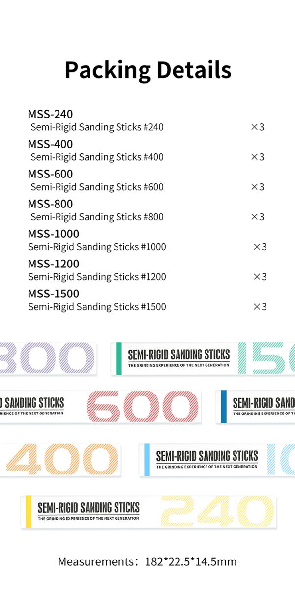 DSPIAE MSS-400 Semi-Rigid Sanding Sticks #400 x 3 PCS / pilnik elastyczny - ścierny