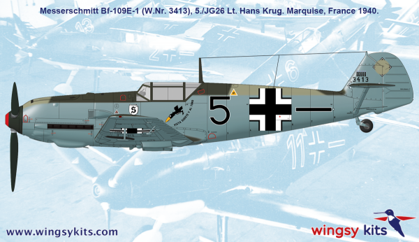 Wingsy Kits D5-07 German WWII Fighter MESSERSCHMITT Bf 109 E-1 1/48