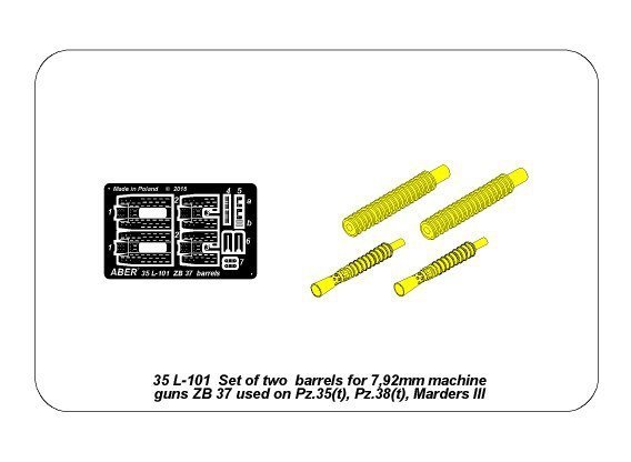 Aber 35L-101 Set of 2 barrels for machine guns ZB 37 used on Pz.35/38(t) tanks (1:35)