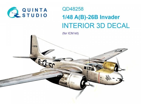 Quinta Studio QD48258 A(B)-26B 3D-Printed &amp; coloured Interior on decal paper (ICM) 1/48