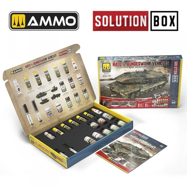 AMMO of Mig Jimenez 7731 SOLUTION BOX 26 – NATO &amp; BUNDESWEHR Vehicles - Colors and Weathering System