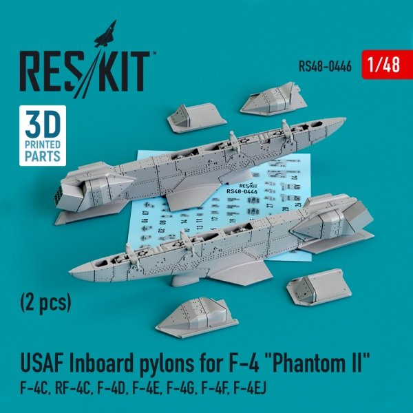 RESKIT RS48-0446 USAF INBOARD PYLONS FOR F-4 &quot;PHANTOM II&quot; (2 PCS) (3D PRINTED) 1/48