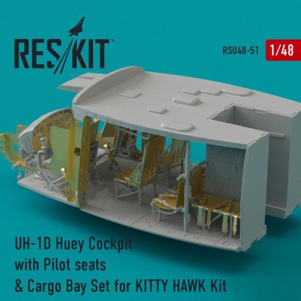 RESKIT RSU48-0051 UH-1D Huey Cockpit with Pilot seats &amp; Cargo Bay Set for Kitty Hawk kit 1/48