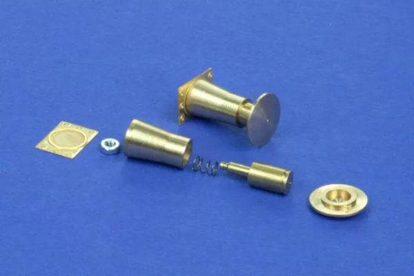 RB Model 35A08 Railroad round buffer turned and photo etch brass kit set contains two buffers 1/35