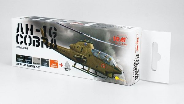  ICM 3001 Acrilyc paint set for ICM Bell AH-1G Cobra US Attack Helicopter 6x12ml