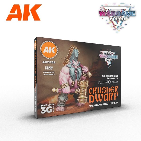 AK Interactive AK11769 CRUSHER DWARF – WARGAME STARTER SET – 14 COLORS &amp; 1 FIGURE