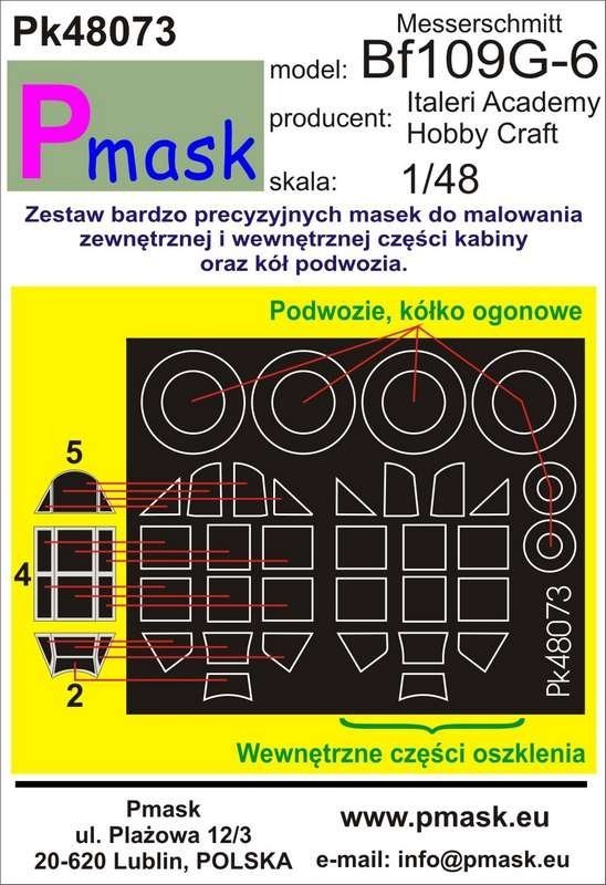 P-Mask PK48073 MESSERSCHMITT BF109G-6 (ITALERI/ACADEMY/HOBBY CRAFT)  (1:48)