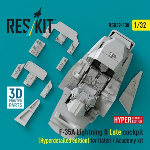 RESKIT RSU32-0138 F-35A Lightning II Late cockpit (Hyperdetailed edition) for Italeri / Academy kit (3D Printed) (1/32)