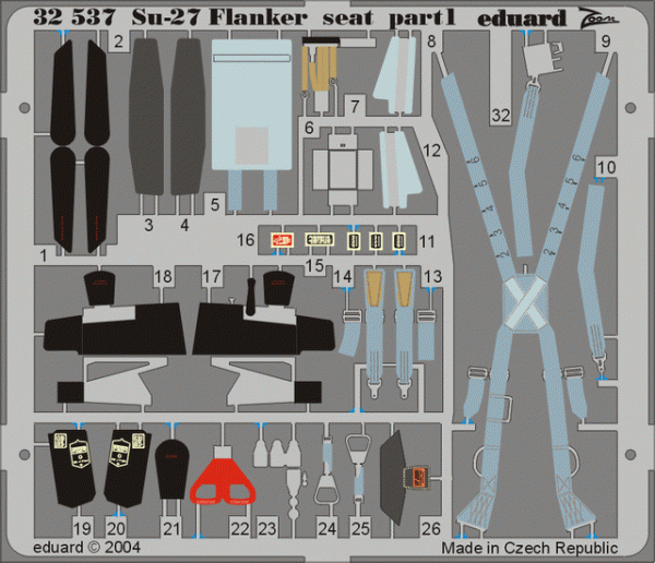 Eduard 32537 Su-27 Flanker seat 1/32 TRUMPETER