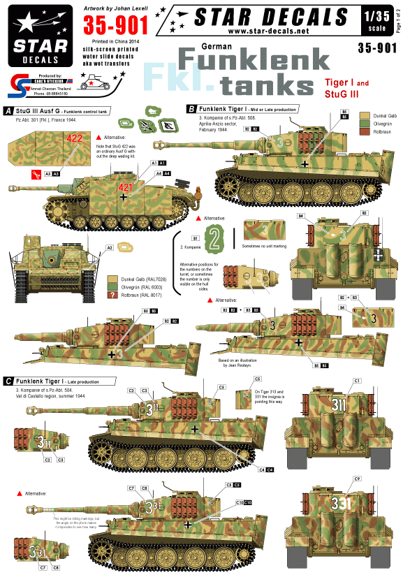 Star Decals 35-901 German Funklenk (fkl) tanks 1/35