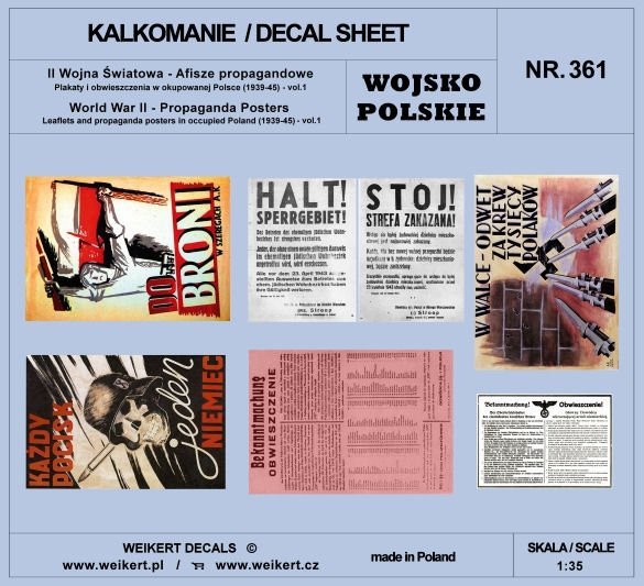 Weikert Decals DEC361 Afisze propagandowe - Plakaty i obwieszczenia w okupowanej Polsce (1939-45) - vol.1 1/35