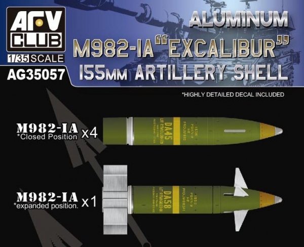 AFV Club AG35057 Aluminum M982-IA &quot;Excalibur&quot; 155mm Artillery Shell  1/35