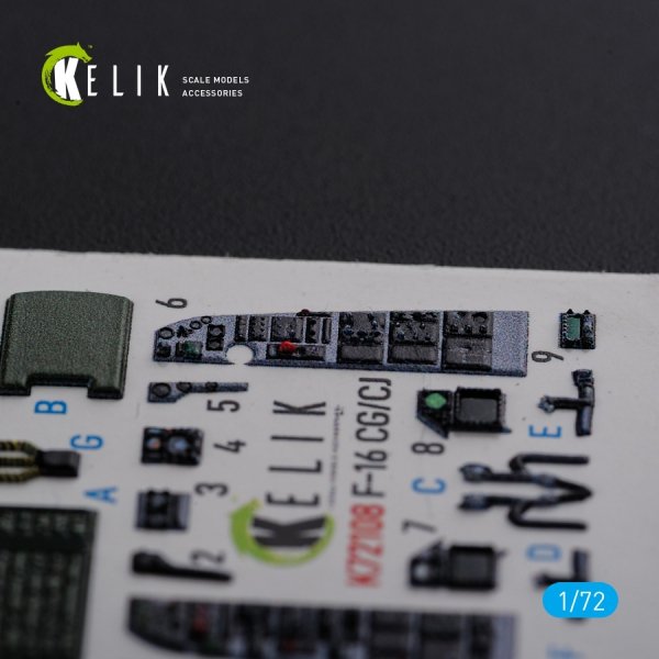 KELIK K72108 F-16 CG/CJ interior 3D decals for Academy kit 1/72
