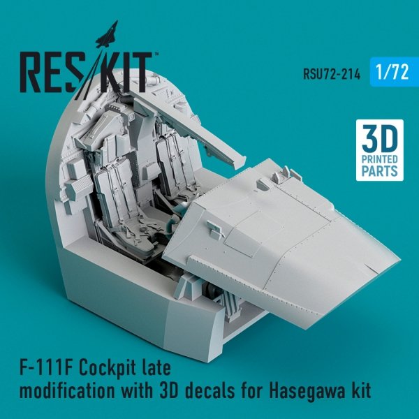 RESKIT RSU72-0214 F-111F Cockpit late modification with 3D decals for Hasegawa kit (3D Printed) (1/72)