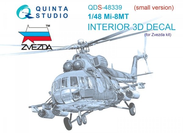 Quinta Studio QDS48339 Mi-8MT 3D-Printed &amp; coloured Interior on decal paper (Zvezda) (Small version) 1/48