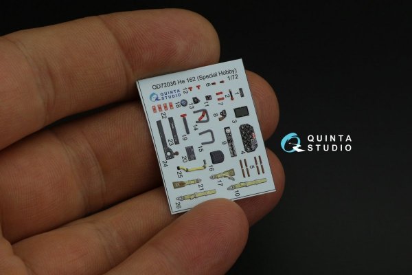 Quinta Studio QD72036 He 162 3D-Printed &amp; coloured Interior on decal paper (Special Hobby) 1/72