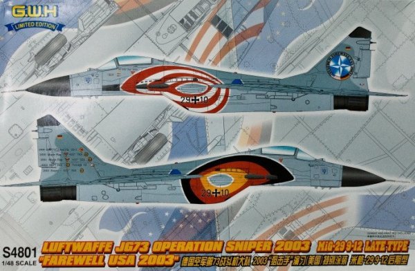 Great Wall Hobby S4801 Luftwaffe JG 73 Operation Sniper 2003 MiG-29 9-12 Late Type 1/48