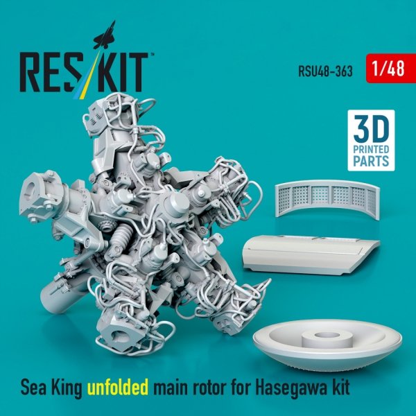 RESKIT RSU48-0363 Sea King unfolded main rotor for Hasegawa kit (3D Printed) (1/48)