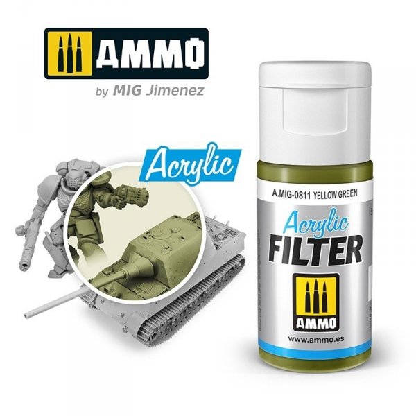 Ammo of Mig 0811 ACRYLIC FILTER Yellow Green 15 ml