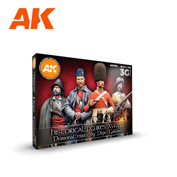 AK Interactive AK11762 SIGNATURE SET – HISTORICAL FIGURES S. XVI-XVIII BY PEPE GALLARDO PAINT SET 18x17 ml