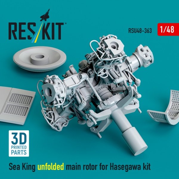RESKIT RSU48-0363 Sea King unfolded main rotor for Hasegawa kit (3D Printed) (1/48)