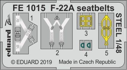 Eduard FE1015 F-22A seatbelts STEEL HASEGAWA 1/48