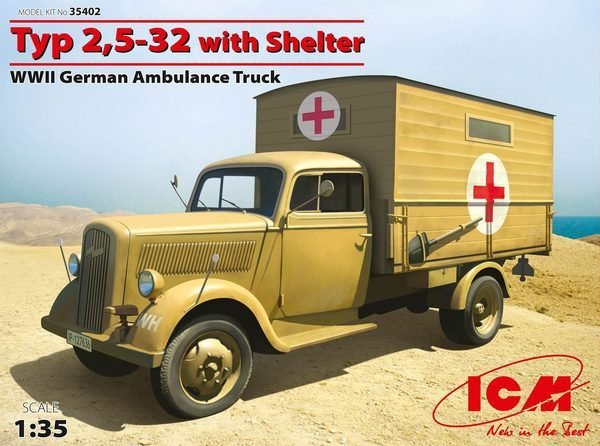 ICM 35402 Typ 2.5-32 with Shelter WWII German Ambulance Truck (1:35)