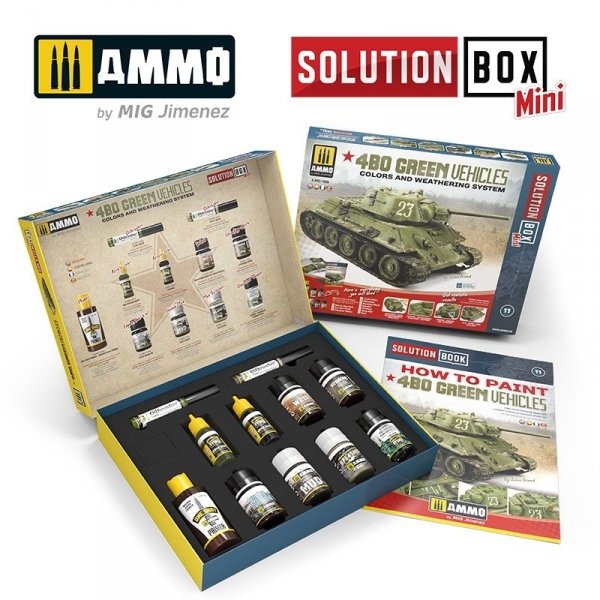 AMMO of Mig Jimenez 7900 Solution Box MINI - 4BO Green Vehicles
