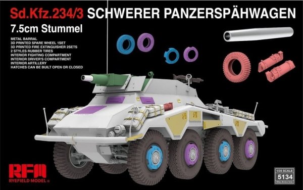Rye Field Model 5134 Sd.Kfz. 234/3 Schwerer Panzerspahwagen 7.5cm Stummel 1/35