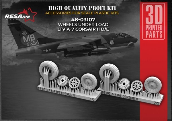RESARM 48-03107 LTV A-7 D-E CORSAIR II - Wheels under load (3D resin printing) 1/48