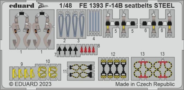 Eduard FE1393 F-14B seatbelts STEEL GREAT WALL HOBBY 1/48