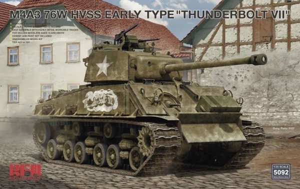 Rye Field Model 5092 M4A3 76W HVSS Early Type &quot;Thunderbolt VII&quot; 1/35
