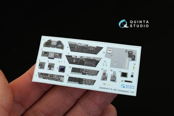 Quinta Studio QD48049 F/A-18E 3D-Printed &amp; coloured Interior on decal paper (for Hasegawa kit) 1/48