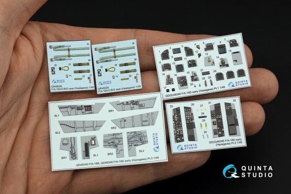 Quinta Studio QD48346 FA-18D early 3D-Printed &amp; coloured Interior on decal paper (Hasegawa) 1/48