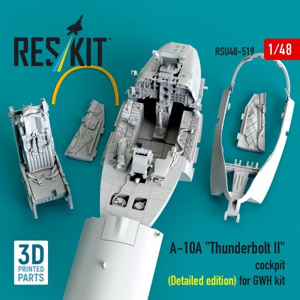 RESKIT RSU48-0519 A-10A "Thunderbolt II" cockpit (Detailed edition) for GWH kit (3D Printed) (1/48)