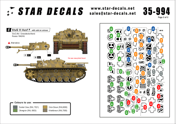 Star Decals 35-994 STURM! #5. StuG III Ausf F 1/35