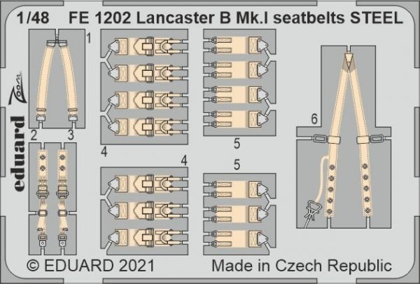 Eduard FE1202 Lancaster B Mk.I seatbelts STEEL HK Models 1/48