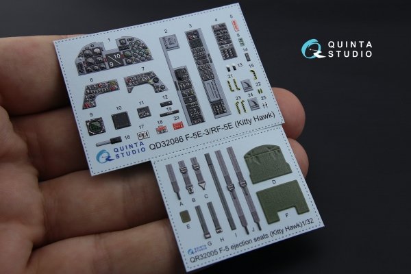 Quinta Studio QD32086 F-5E-3/RF-5E 3D-Printed coloured Interior on decal paper (for KittyHawk kit) 1/32