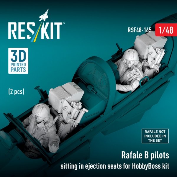 RESKIT RSF48-0165 Rafale B pilots sitting in ejection seats for HobbyBoss kit (2 pcs) (3D Printed) (1/48)