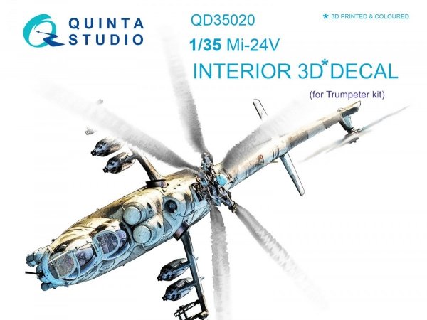 Quinta Studio QD35020 Mi-24V 3D-Printed &amp; coloured Interior on decal paper (for Trumpeter kit) 1/35