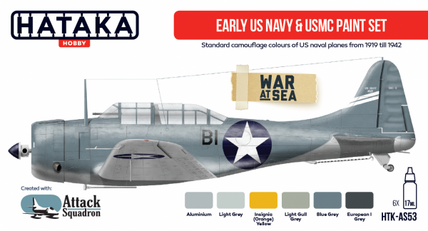 Hataka Hobby HTK-AS53 Early US Navy &amp; USMC paint set (6x17ml)