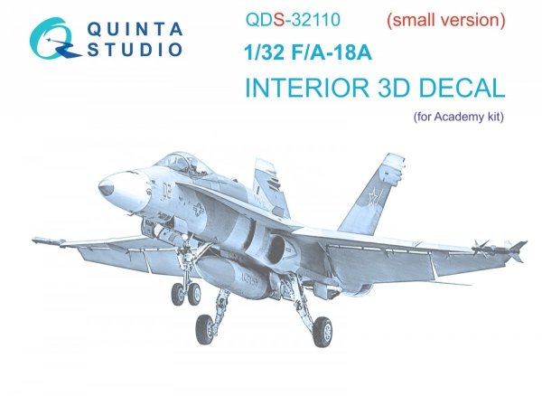 Quinta Studio QDS32110 F/A-18A 3D-Printed &amp; coloured Interior on decal paper (Academy) (Small version) 1/32