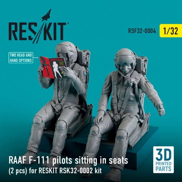 RESKIT RSF32-0004 RAAF F-111 PILOTS SITTING IN SEATS (2 PCS) FOR RESKIT RSK32-0002 KIT (3D PRINTED) 1/32