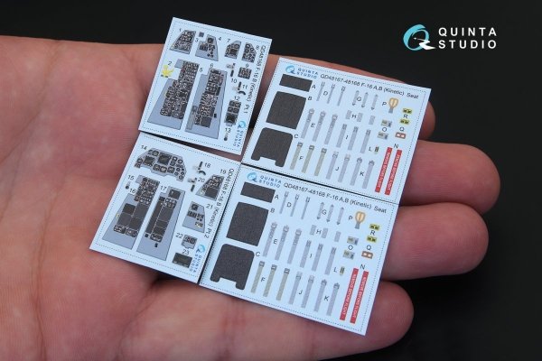 Quinta Studio QD48168 F-16B 3D-Printed &amp; coloured Interior on decal paper (for Kinetic kit) 1/48