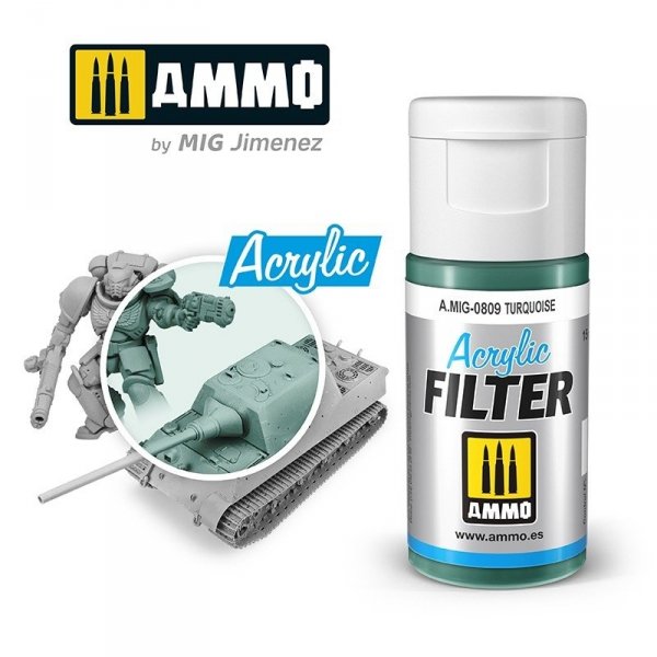 Ammo of Mig 0809 ACRYLIC FILTER Turquoise 15 ml