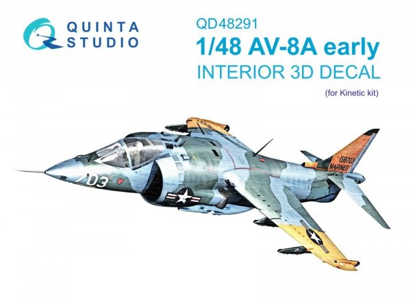 Quinta Studio QD48291 AV-8A Early 3D-Printed &amp; coloured Interior on decal paper (Kinetic) 1/48