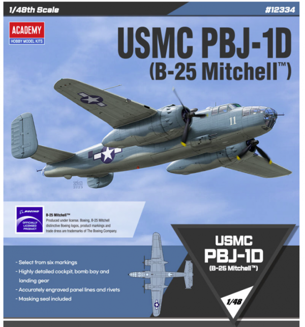 Academy 12334 USMC PBJ-1D B-25 Mitchell 1/48