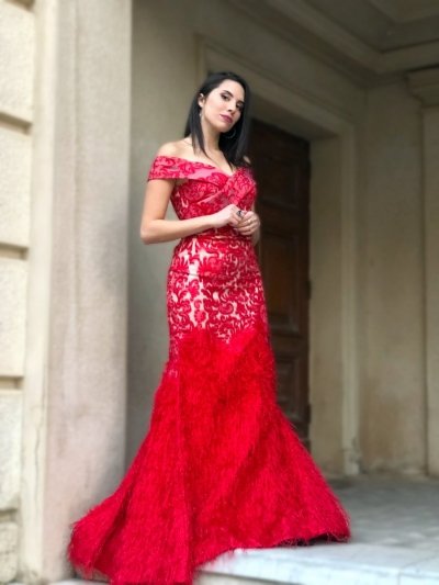 Vestito elegante - Rosso - A sirena