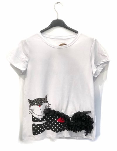 T-shirt donna - Bianca - Con cattino