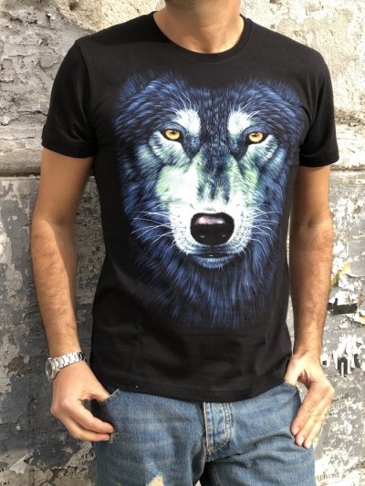 T shirt,  glow in the dark, disegno Wolf 1